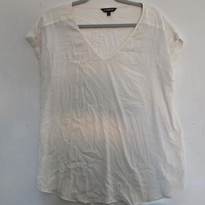 Express Cream Cap Sleeve Satin T-Shirt